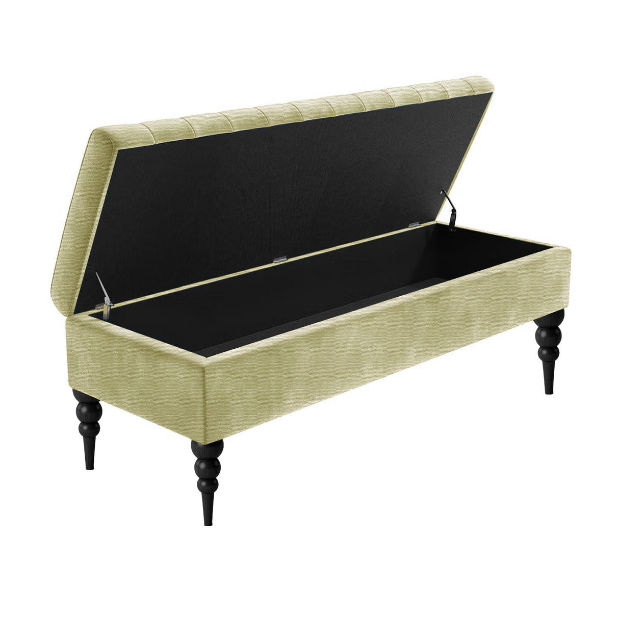Safar Striped Upholstered Ottoman Storage Bench with Legs in Naples Fabric
