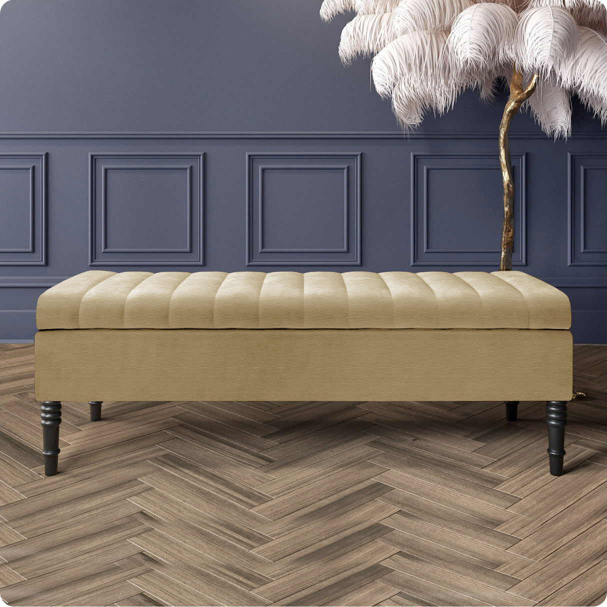 Safar Striped Naples Storage Bench with Legs
