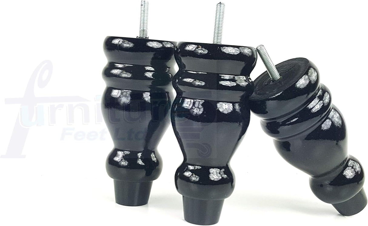 4 x Natural Wooden Legs, Turned Wooden Legs for Furniture, Sofa Legs