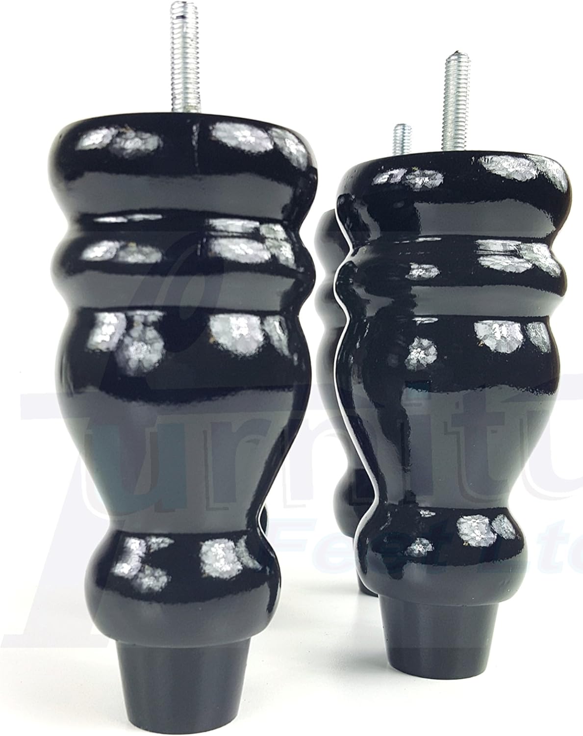 4 x Natural Wooden Legs, Turned Wooden Legs for Furniture, Sofa Legs