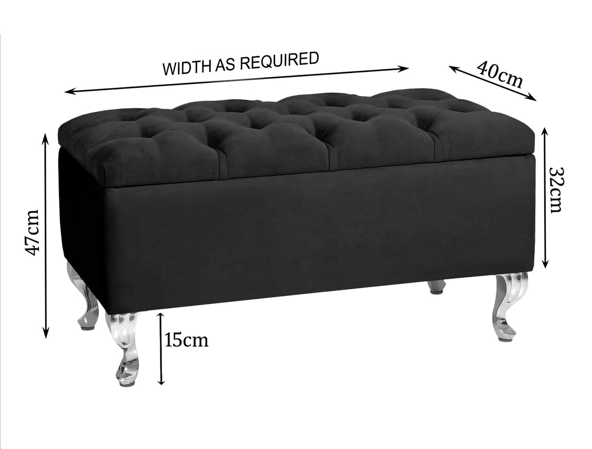 Londona Velvet Storage Bench with Legs