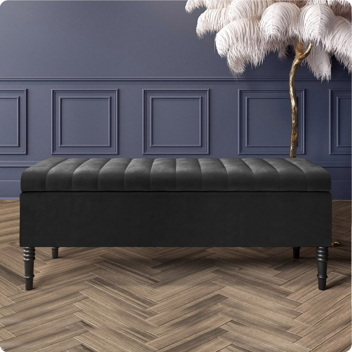 Paris Striped Ottoman Bench with storage