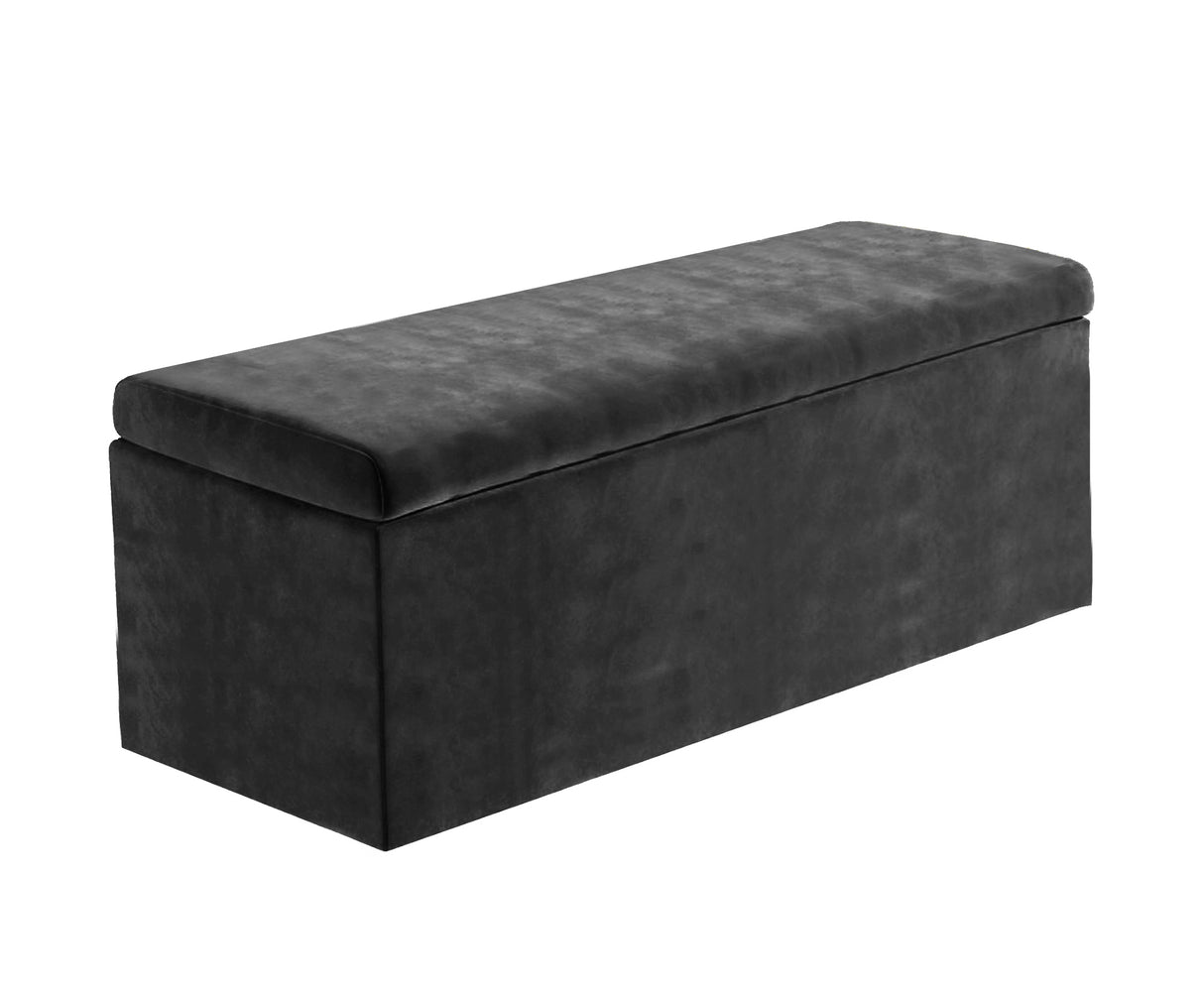 Safar Large Velvet Ottoman Storage Box with Plain Lid