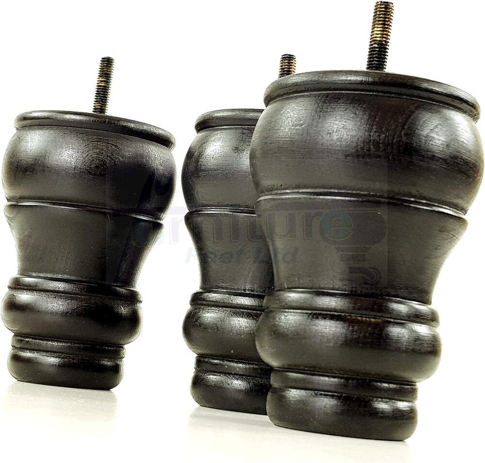 4 x Turned Wooden Furniture Feet, Replacement Legs