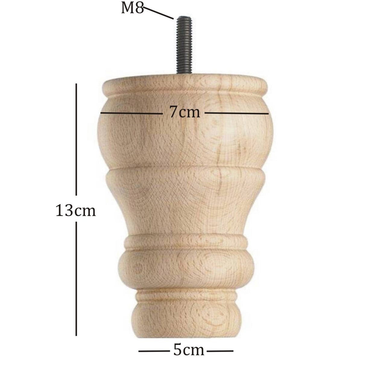 4 x Turned Wooden Furniture Feet, Replacement Legs
