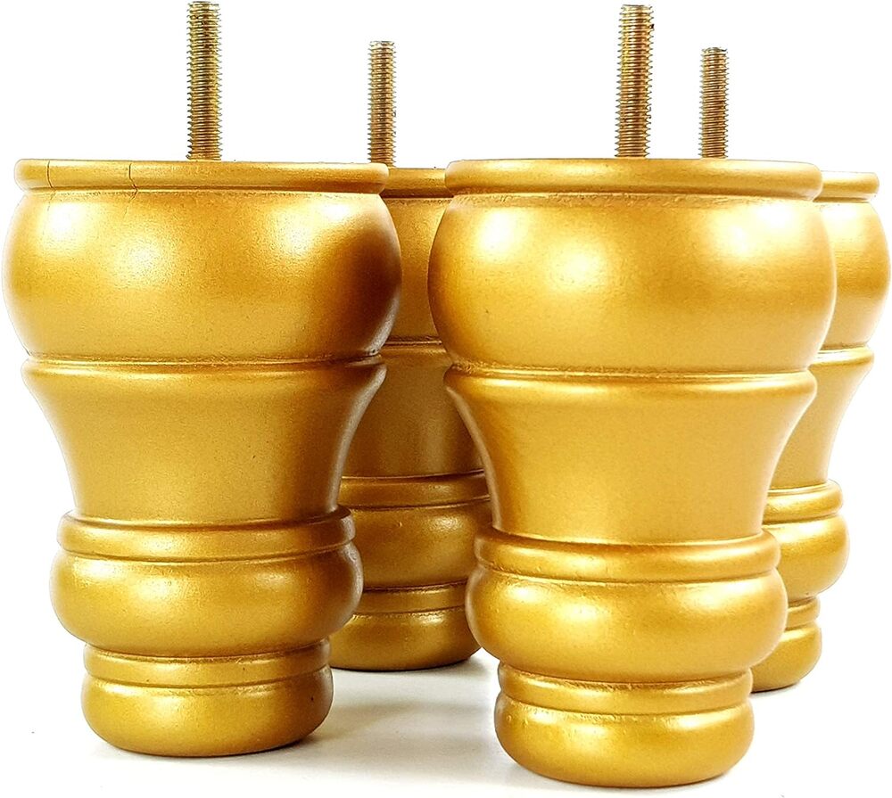 4 x Turned Wooden Furniture Feet, Replacement Legs