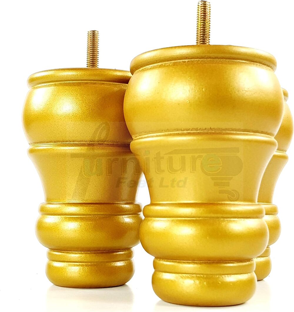 4 x Turned Wooden Furniture Feet, Replacement Legs