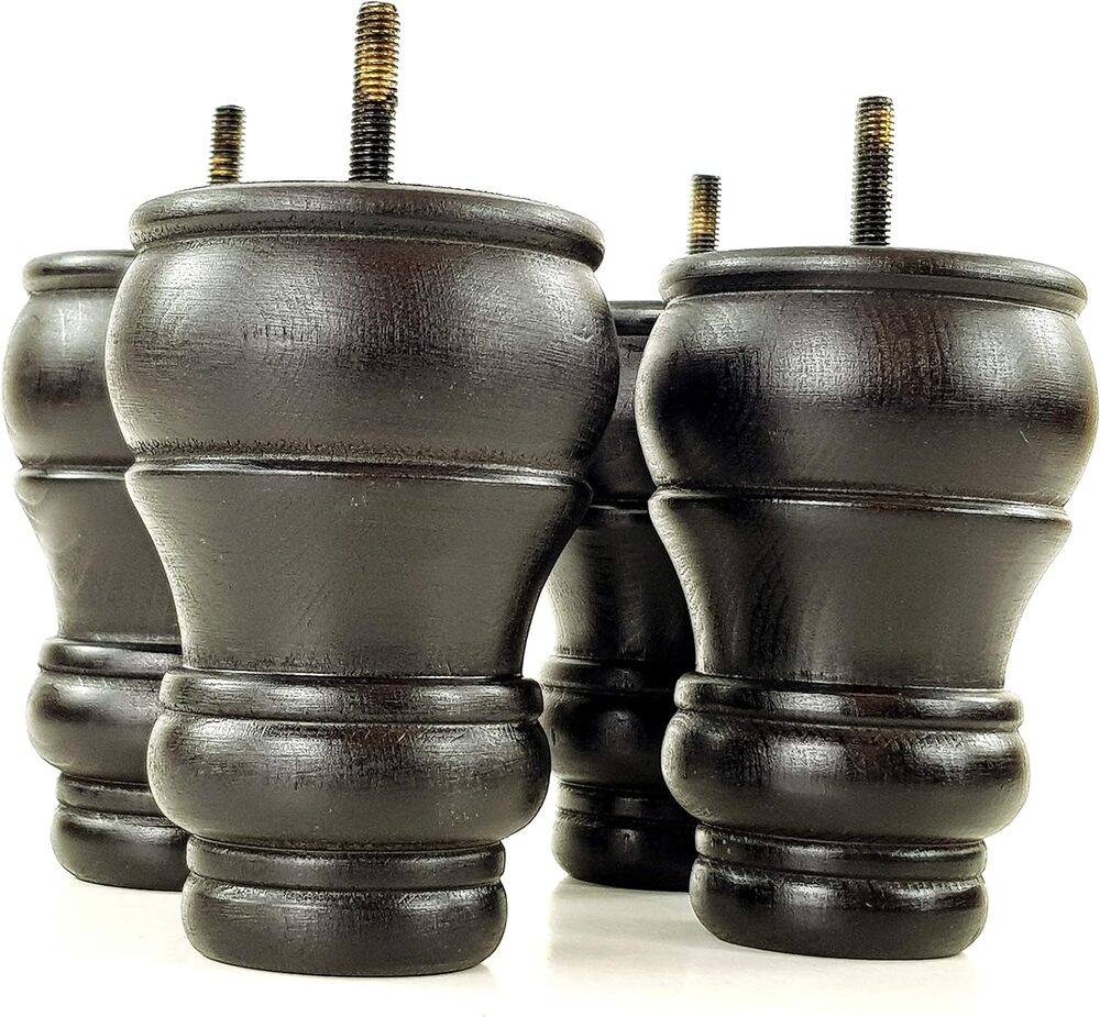 4 x Turned Wooden Furniture Feet, Replacement Legs