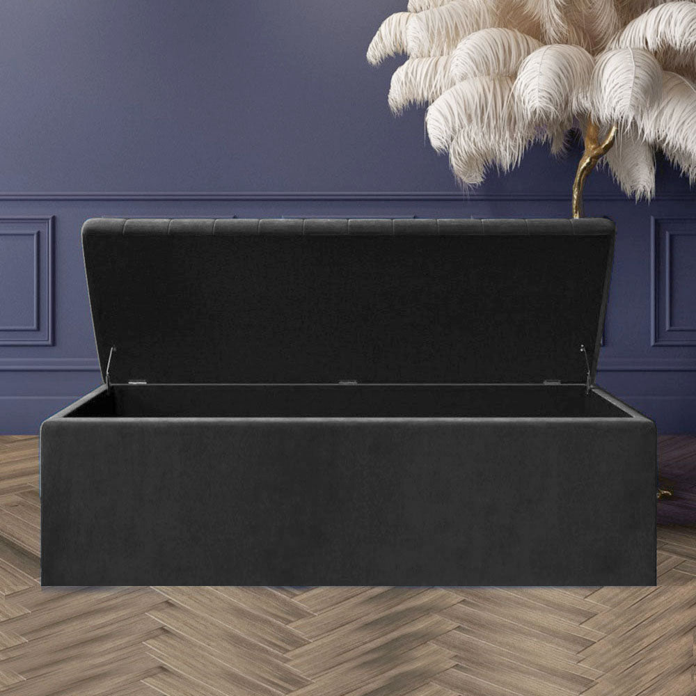 Large Safar Ottoman Storage Box - Plush Velvet Upholstered Blanket Box