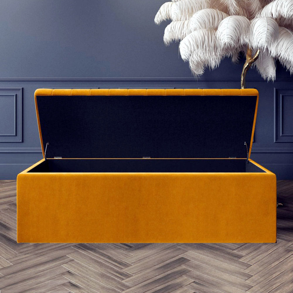 Large Safar Ottoman Storage Box - Plush Velvet Upholstered Blanket Box