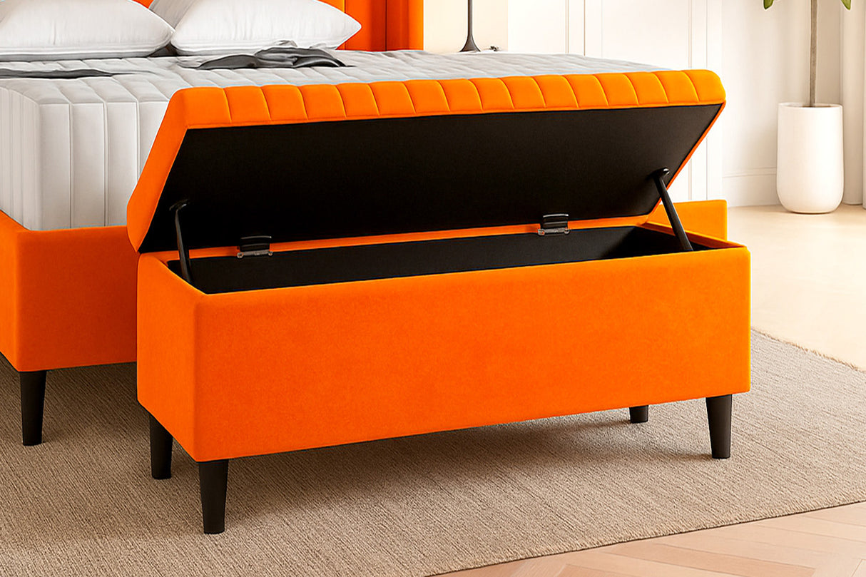 Safari Lined Upholstered Ottoman with Legs