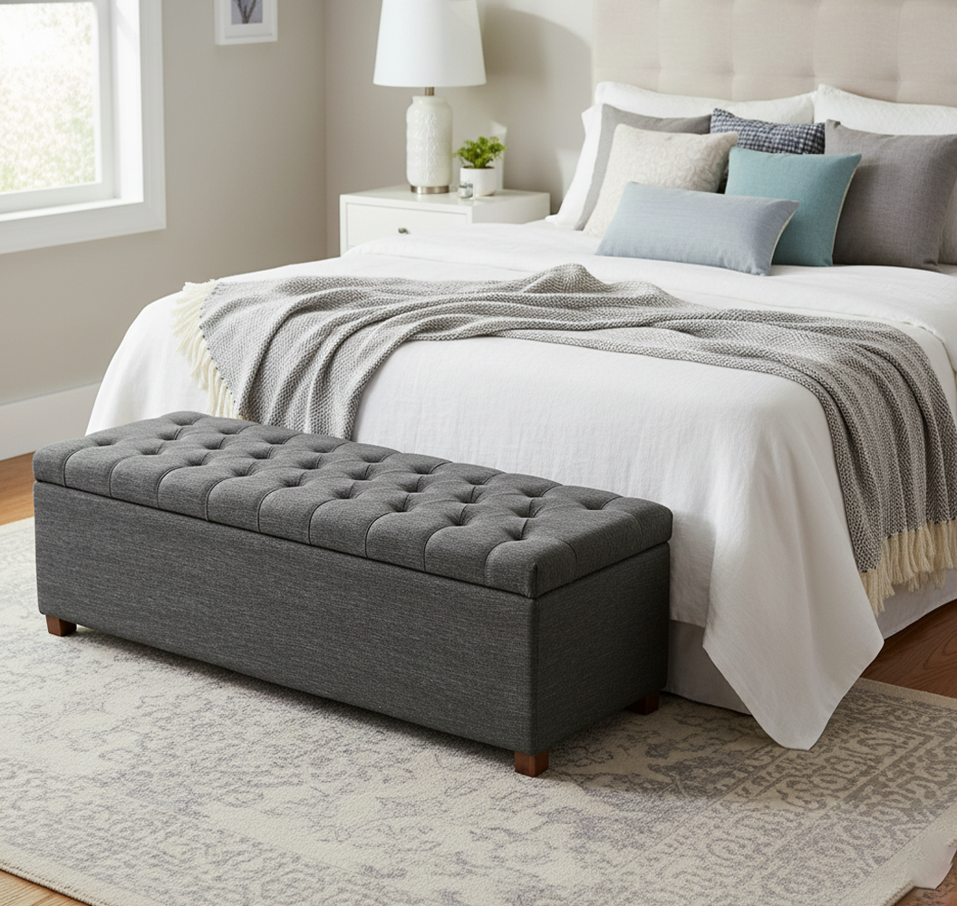 Linoso Chesterfield Ottoman Storage Box with Legs