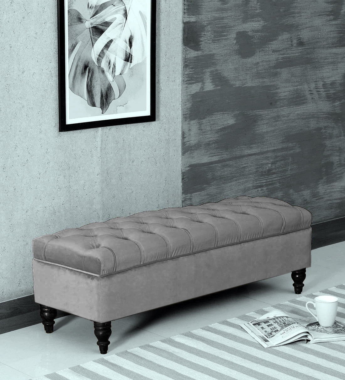 Alper Chesterfield Upholstered Ottoman Bench