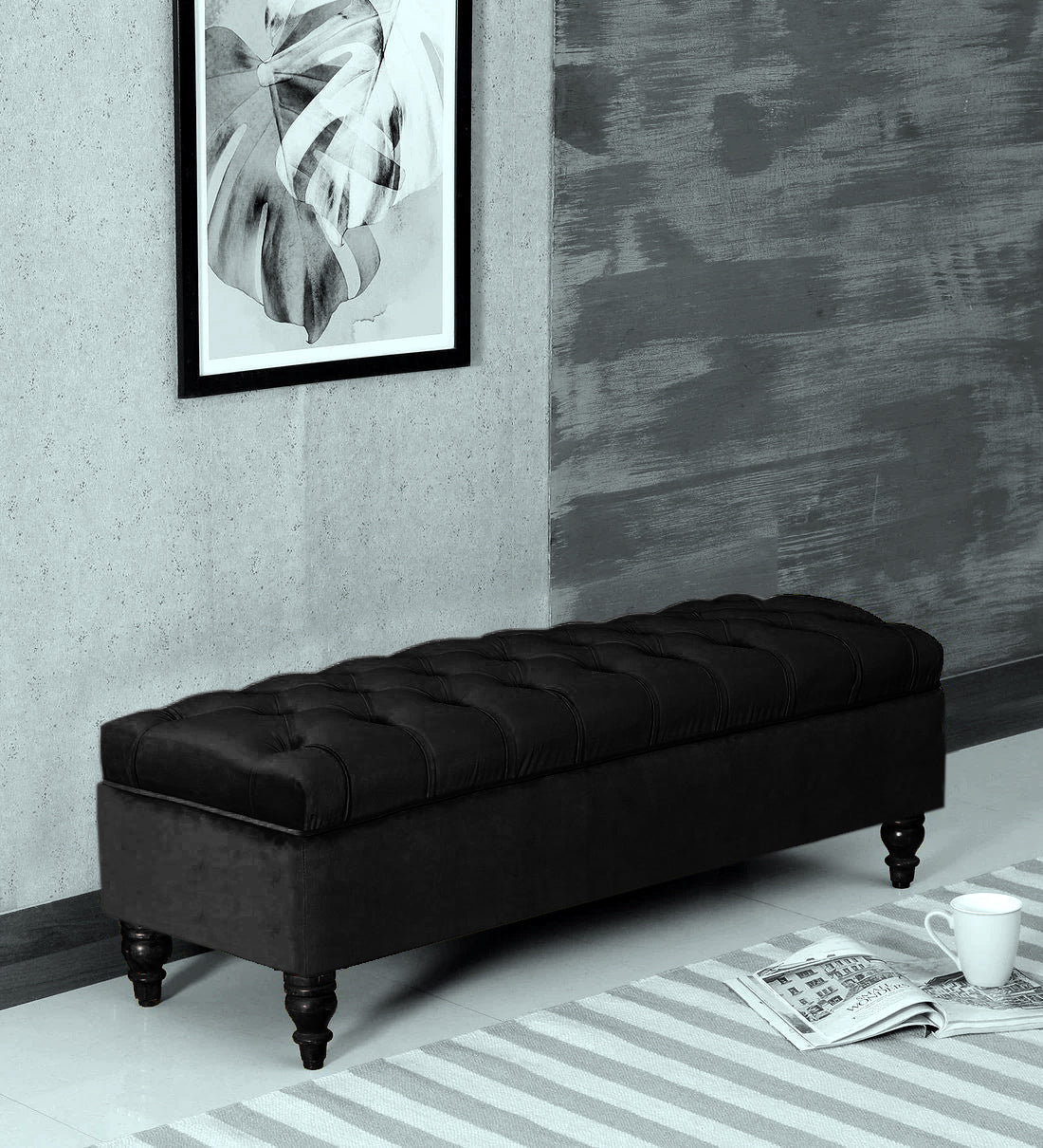 Alper Chesterfield Upholstered Ottoman Bench