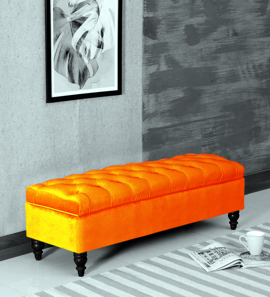 Alper Chesterfield Upholstered Ottoman Bench