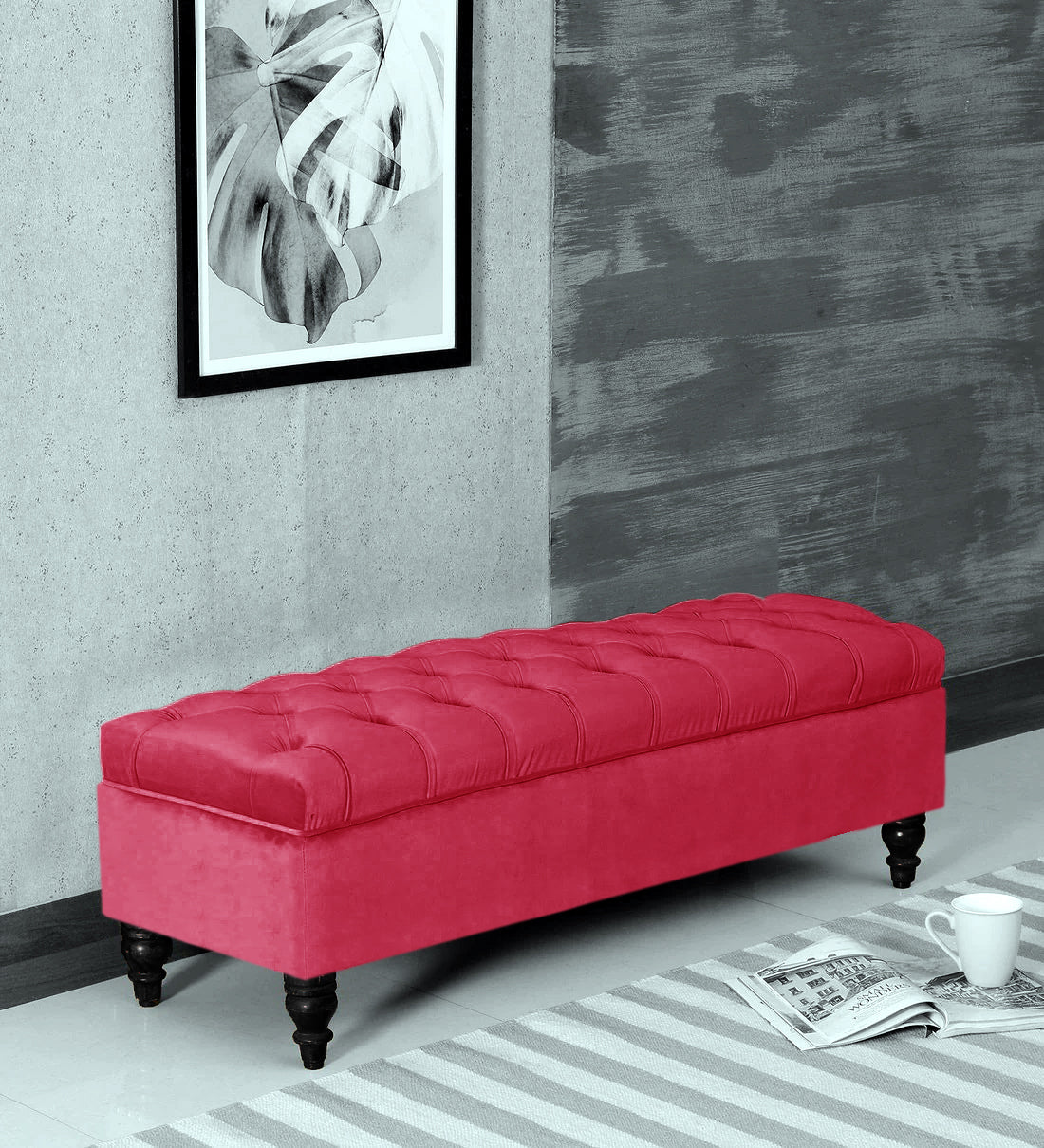Alper Chesterfield Upholstered Ottoman Bench