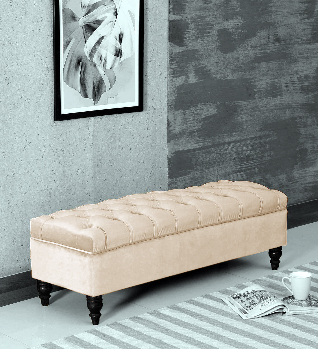 Alper Chesterfield Upholstered Ottoman Bench