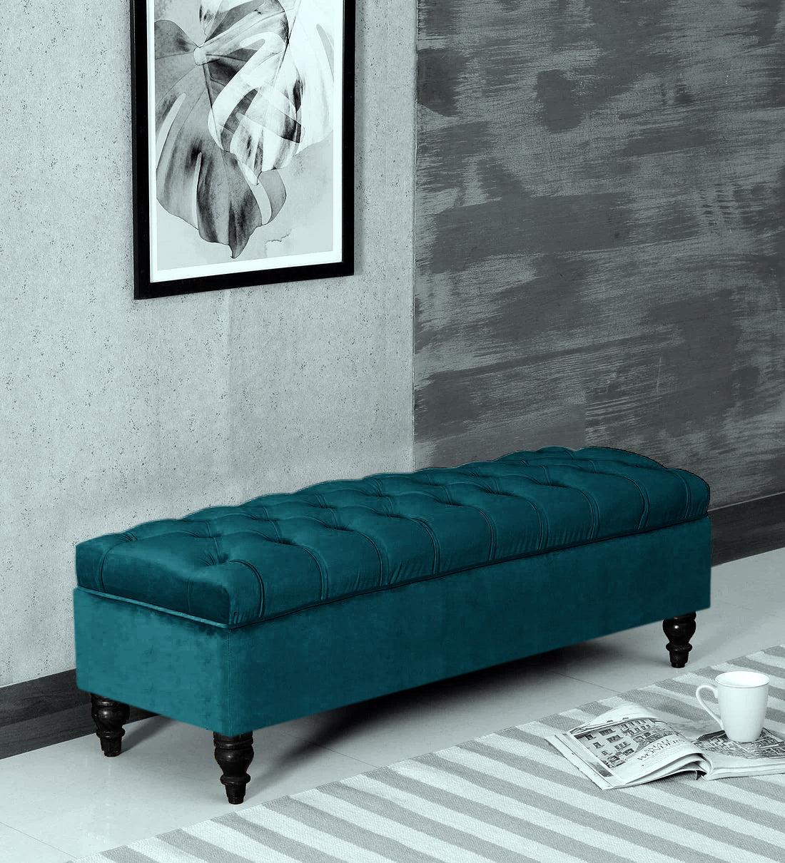 Alper Chesterfield Upholstered Ottoman Bench