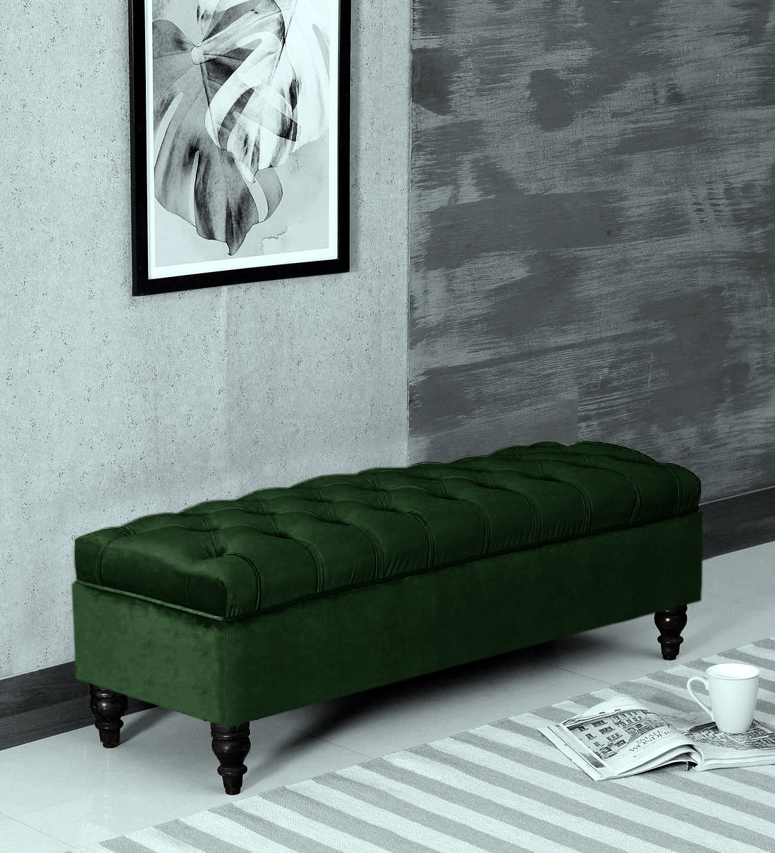 Alper Chesterfield Upholstered Ottoman Bench