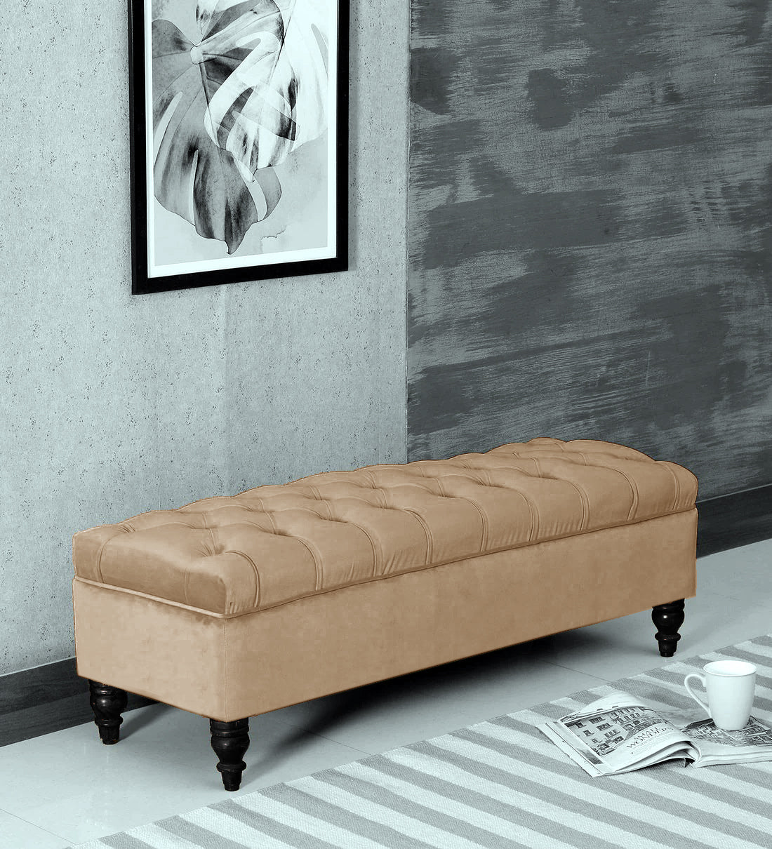 Alper Chesterfield Upholstered Ottoman Bench
