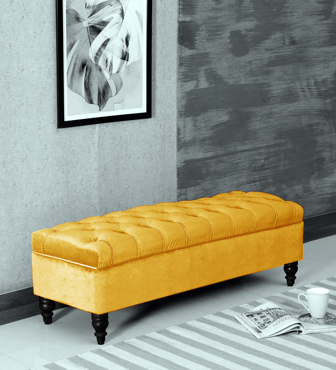 Alper Chesterfield Upholstered Ottoman Bench