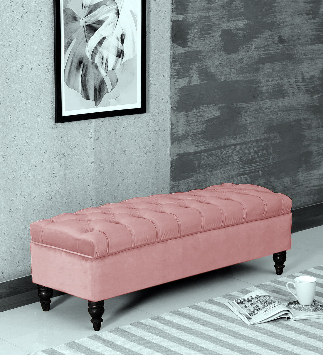 Alper Chesterfield Upholstered Ottoman Bench