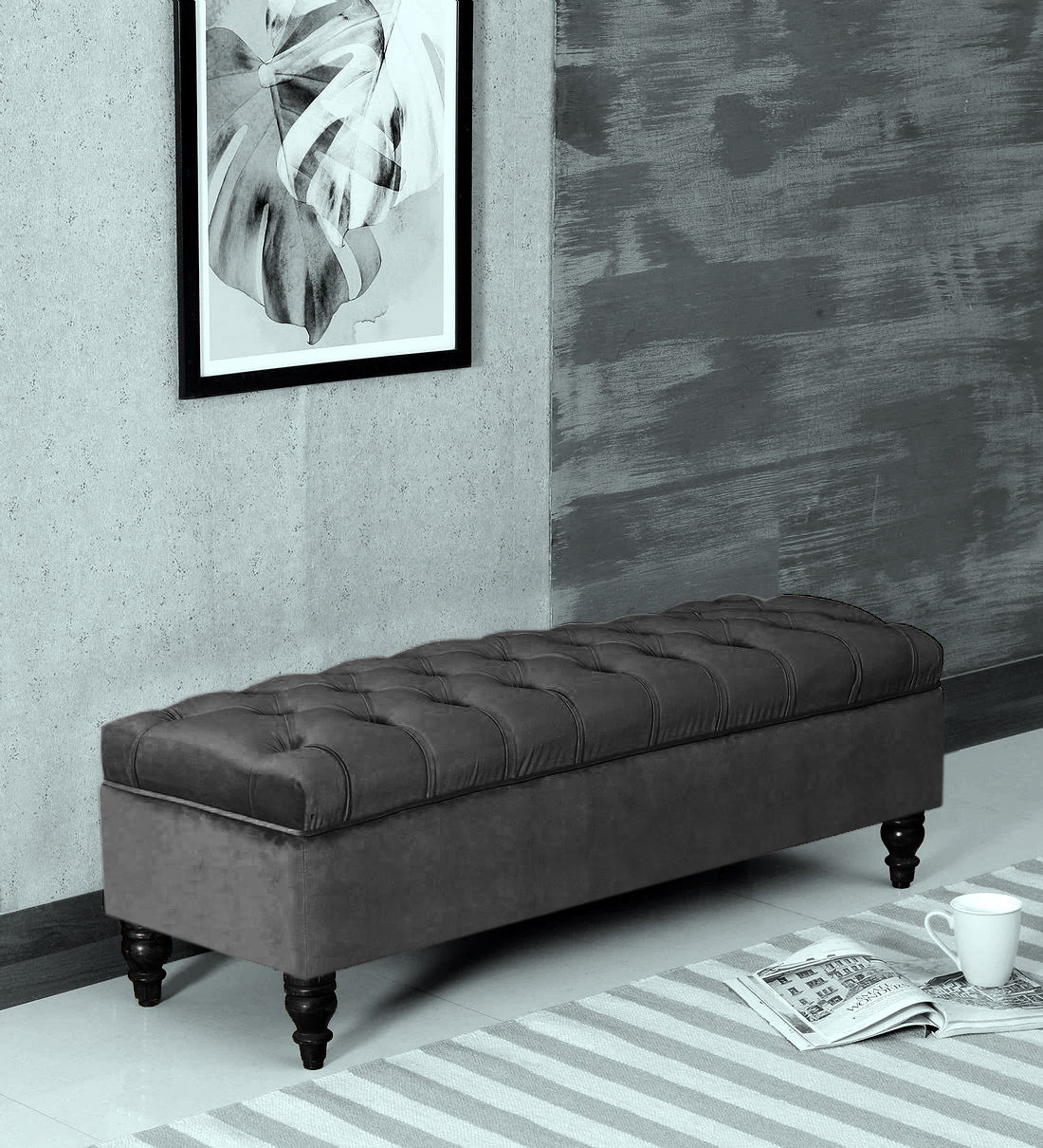Alper Chesterfield Upholstered Ottoman Bench