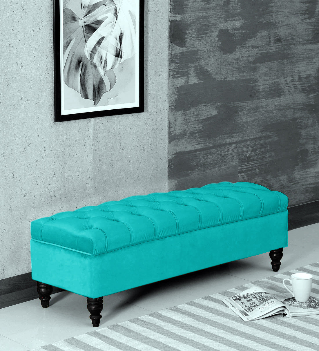 Alper Chesterfield Upholstered Ottoman Bench