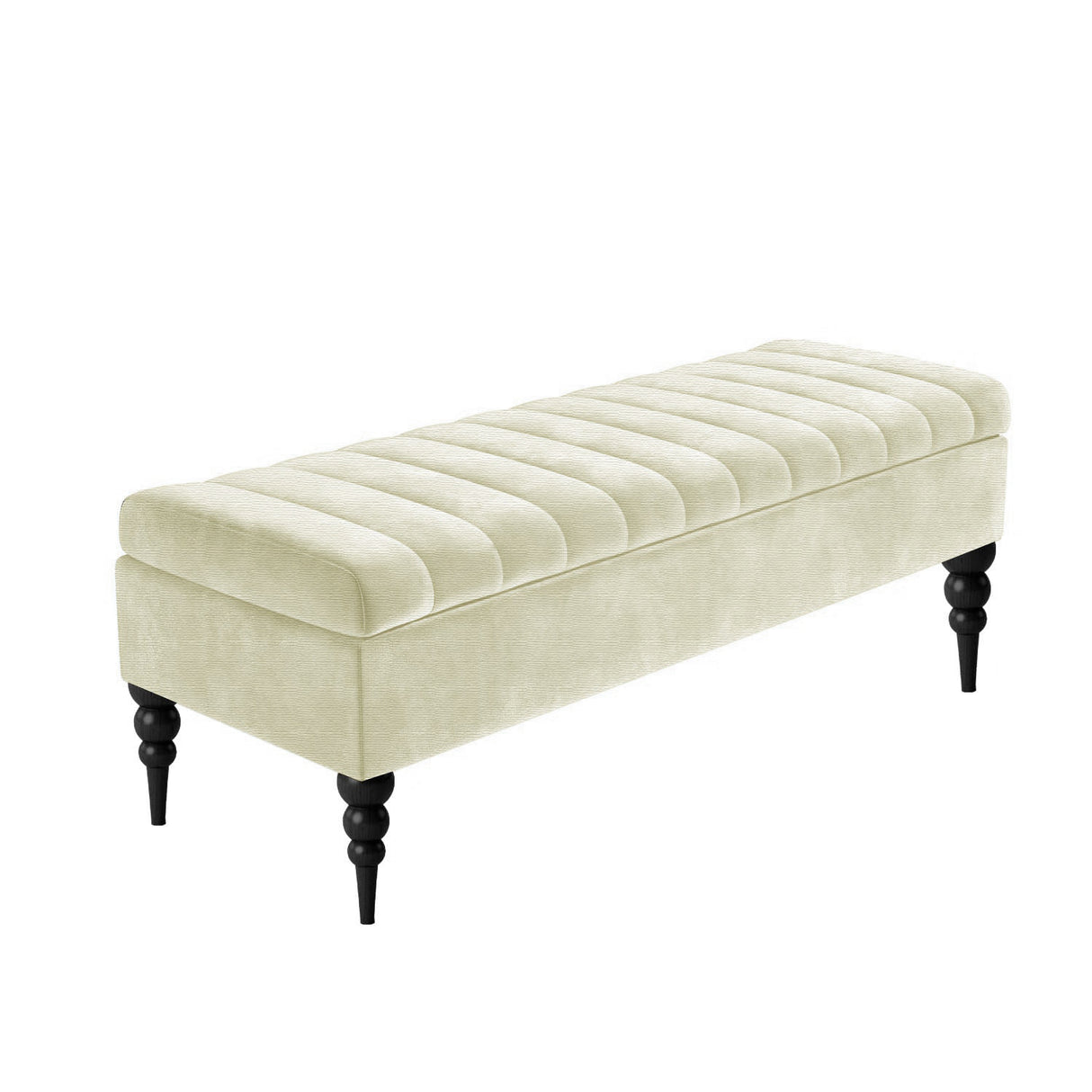 Safar Striped Upholstered Ottoman Storage Bench with Legs in Naples Fabric