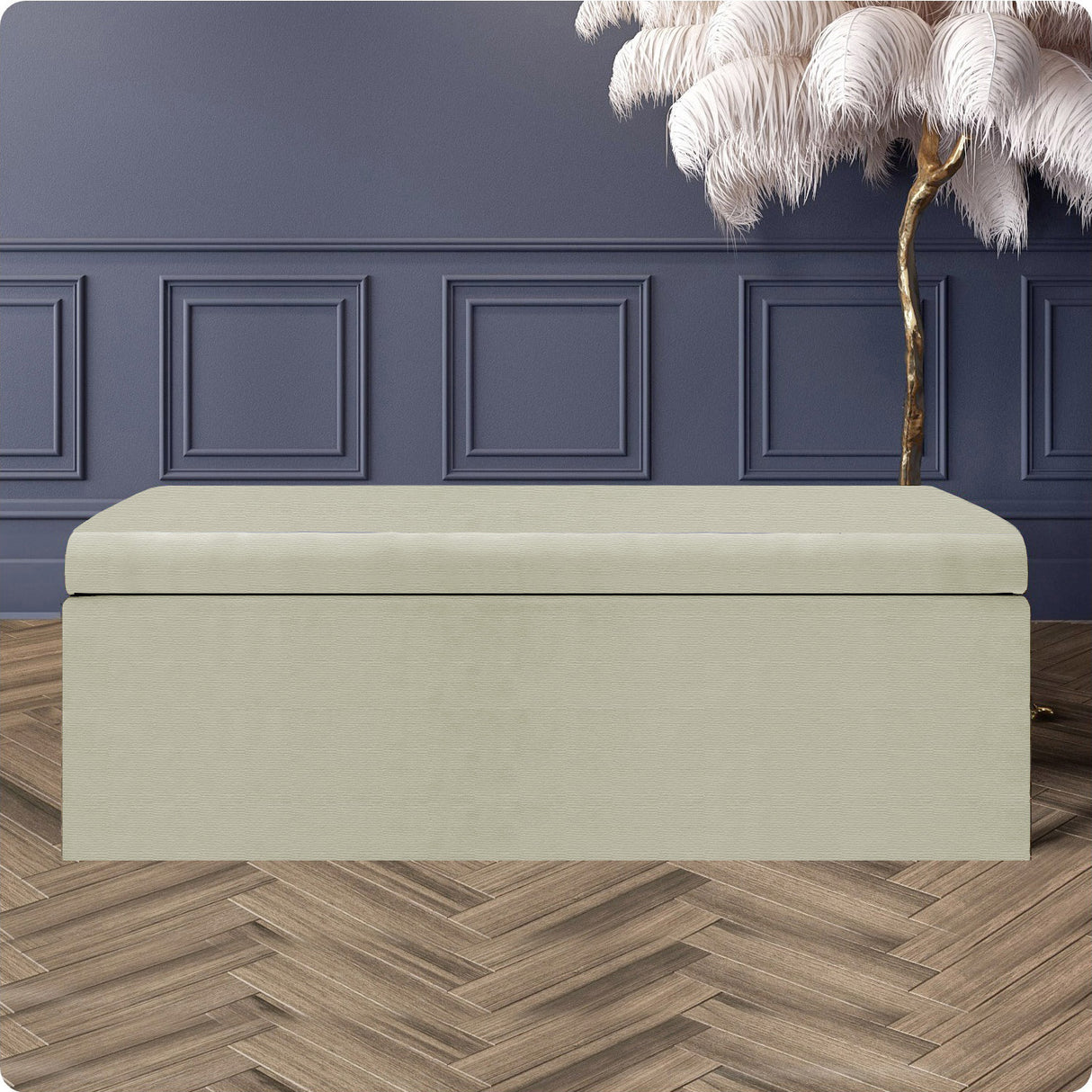 Safar Large Naples Ottoman Storage Box with Plain Lid