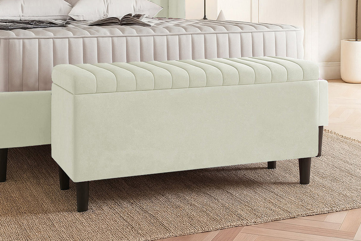 Safari Lined Upholstered Ottoman Bench with Storage
