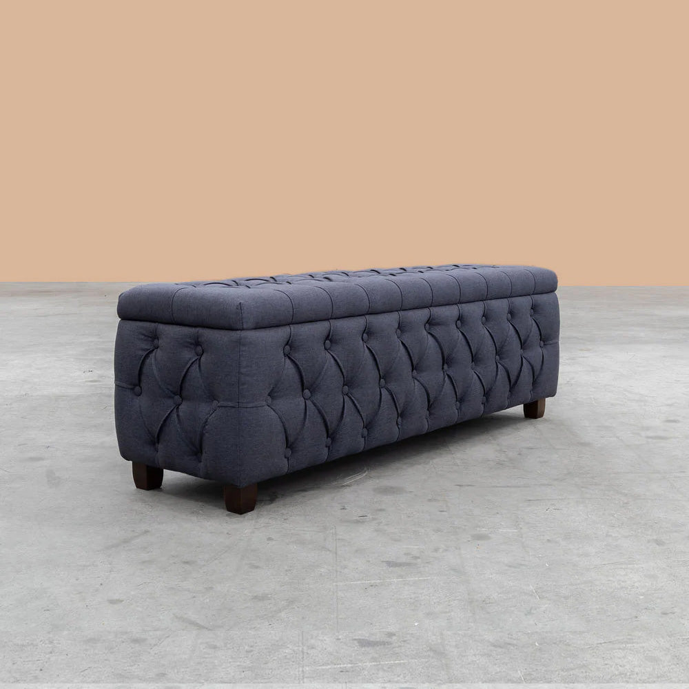 Riga Velvet Upholstered Storage Bench Box