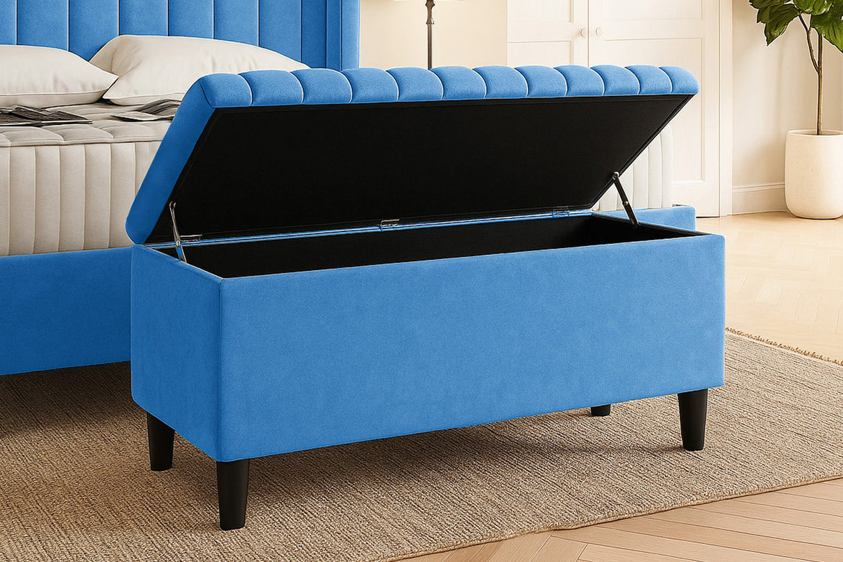 Safari Lined Upholstered Ottoman Bench with Storage