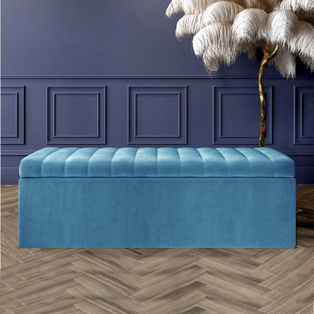 Large Safar Ottoman Storage Box - Plush Velvet Upholstered Blanket Box