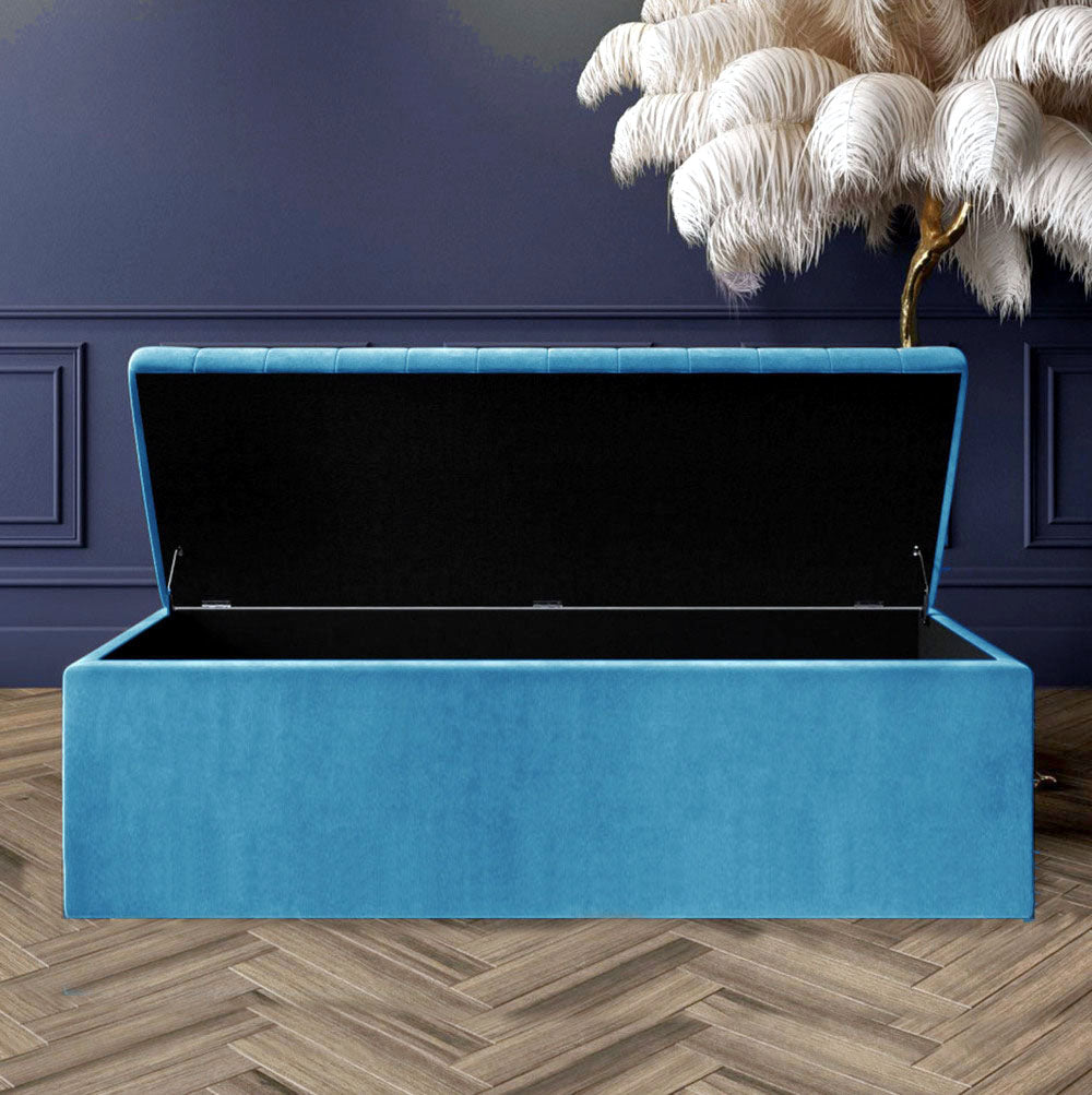 Large Safar Ottoman Storage Box - Plush Velvet Upholstered Blanket Box