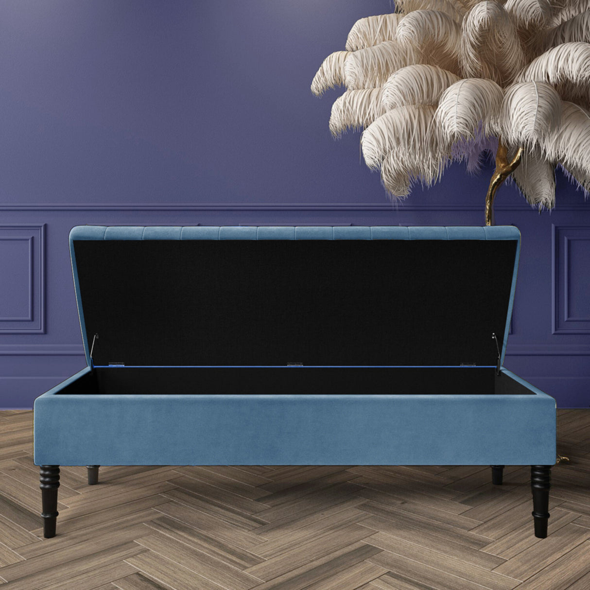 Safar Striped Ottoman Bench with Legs, Shoe Storage Bench