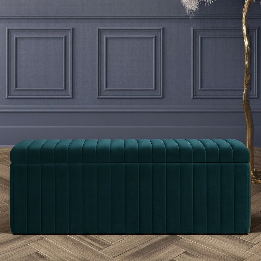 Safar Full Striped Upholstered Ottoman Box