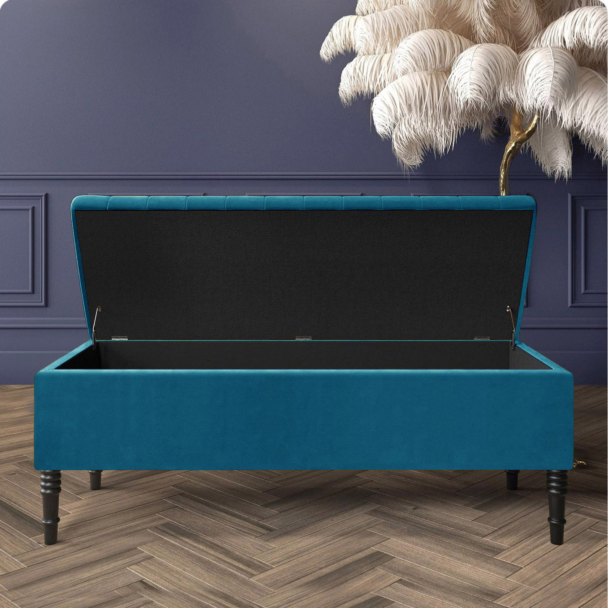 Paris Striped Ottoman Bench with storage
