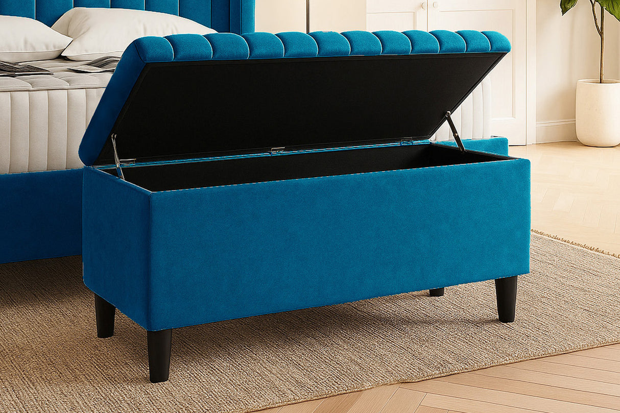 Safari Lined Upholstered Ottoman Bench with Storage