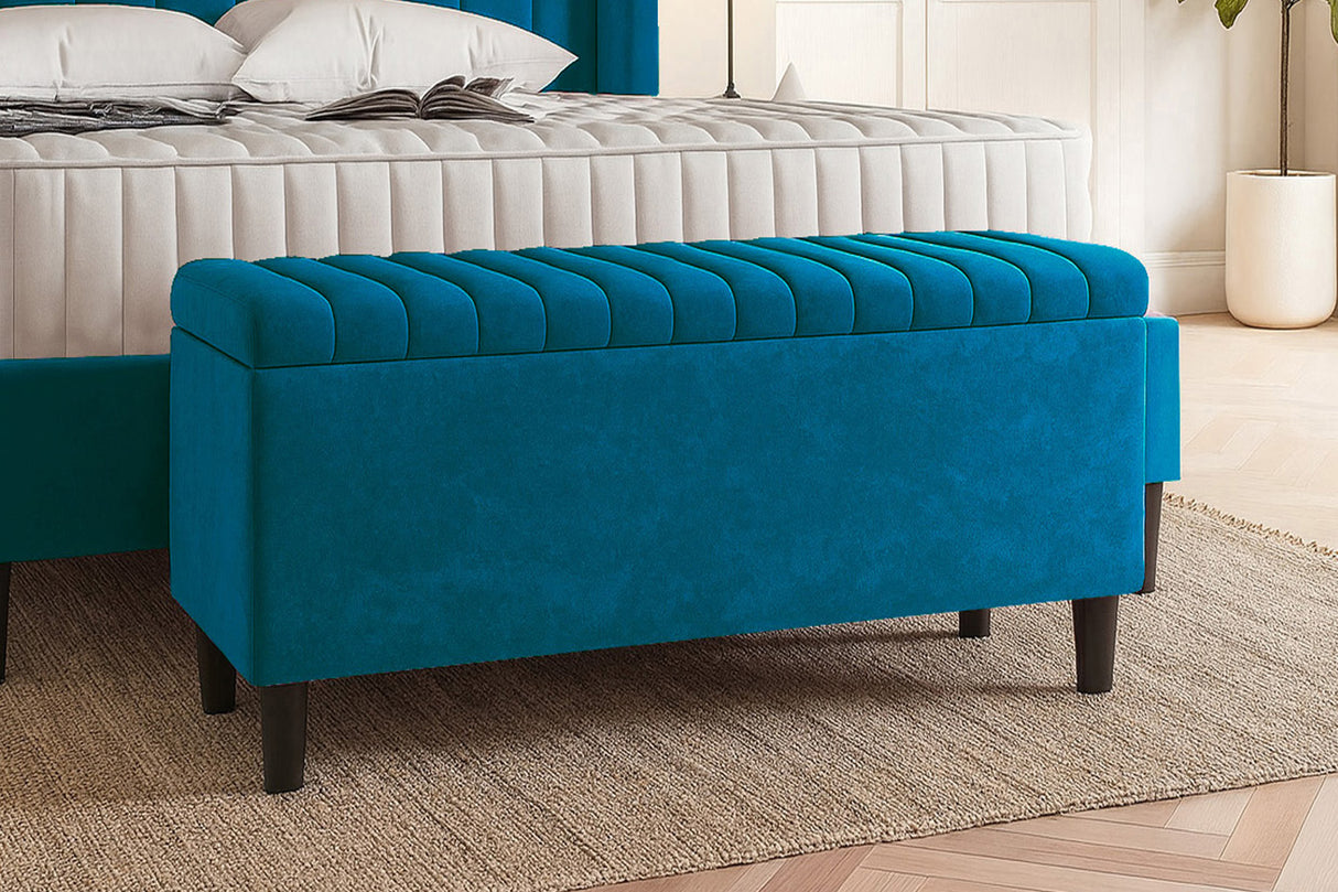 Safari Lined Upholstered Ottoman with Legs
