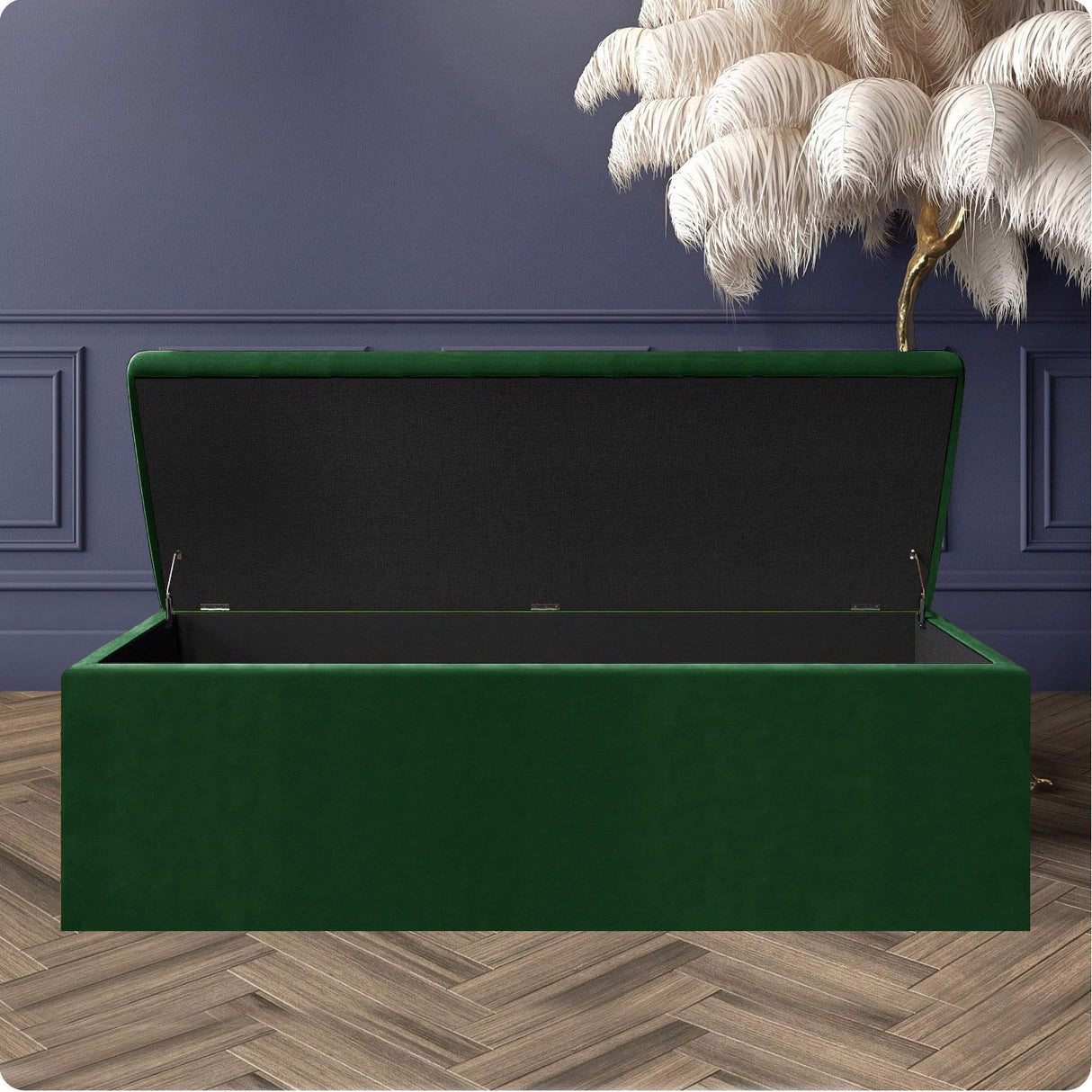 Safar Large Velvet Ottoman Storage Box with Plain Lid