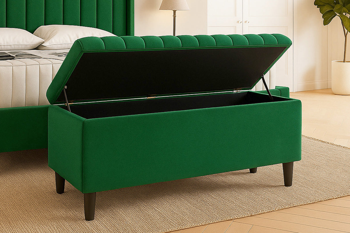 Safari Lined Upholstered Ottoman Bench with Storage