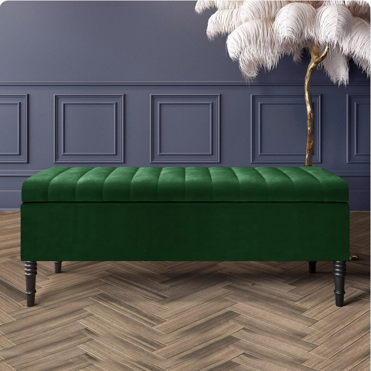 Paris Striped Ottoman Bench with storage