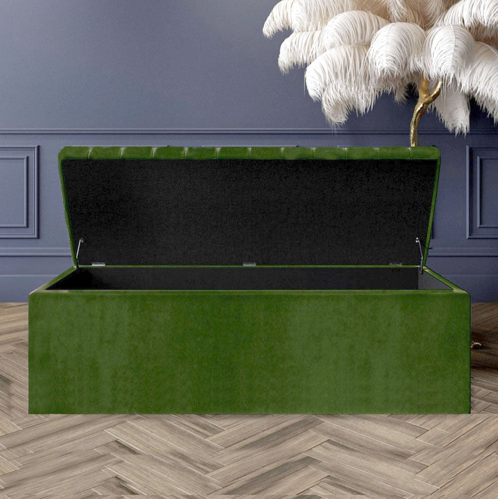 Large Safar Ottoman Storage Box - Plush Velvet Upholstered Blanket Box