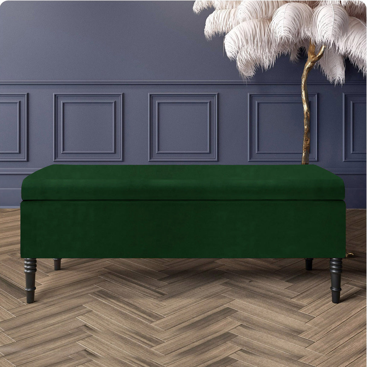 Paris Velvet Ottoman Storage Bench with Plain Lid