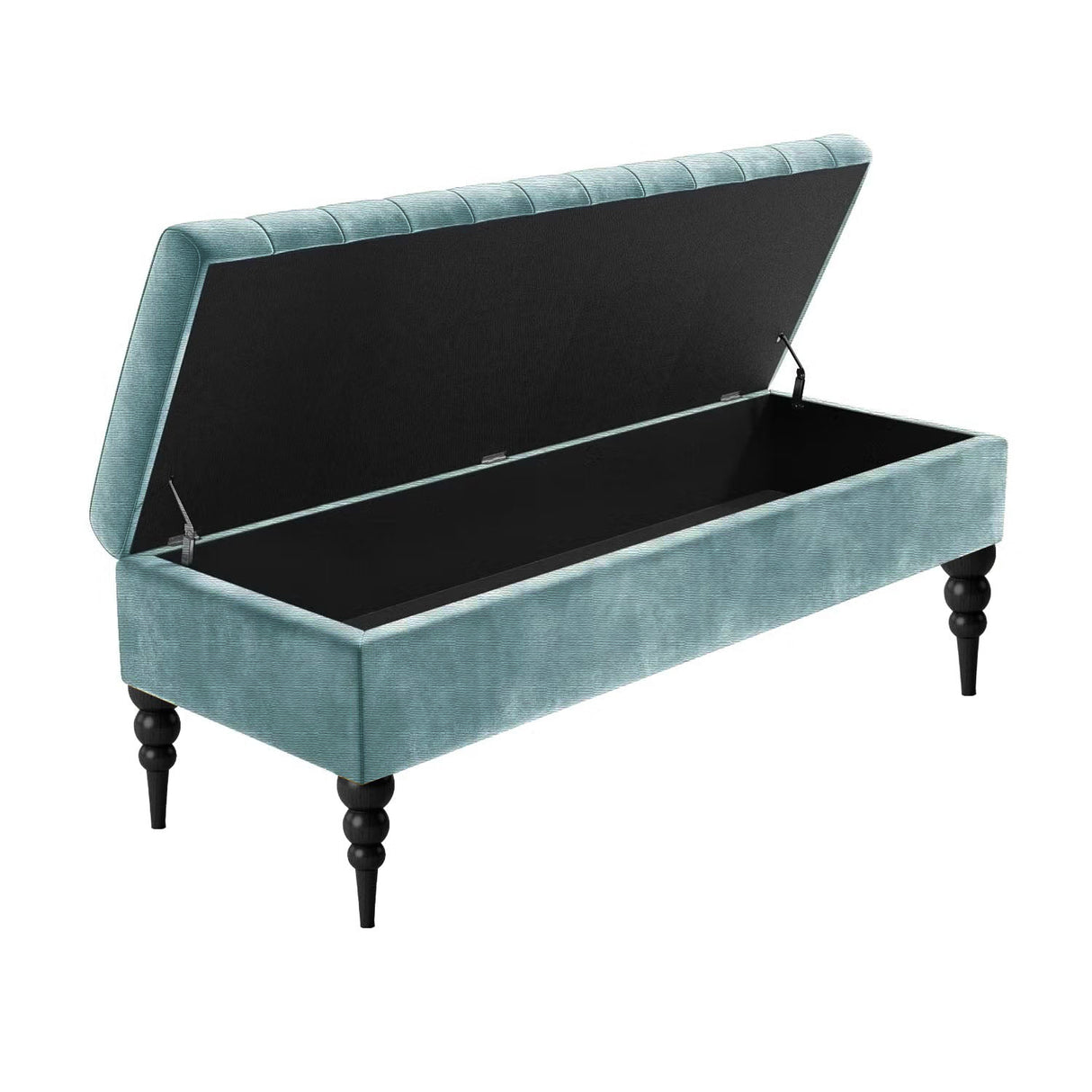 Safar Striped Upholstered Ottoman Storage Bench with Legs in Naples Fabric