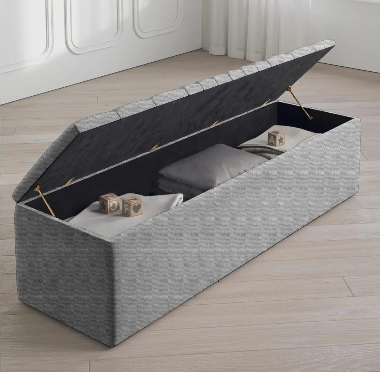 Windsor Naples Striped Ottoman Storage Box