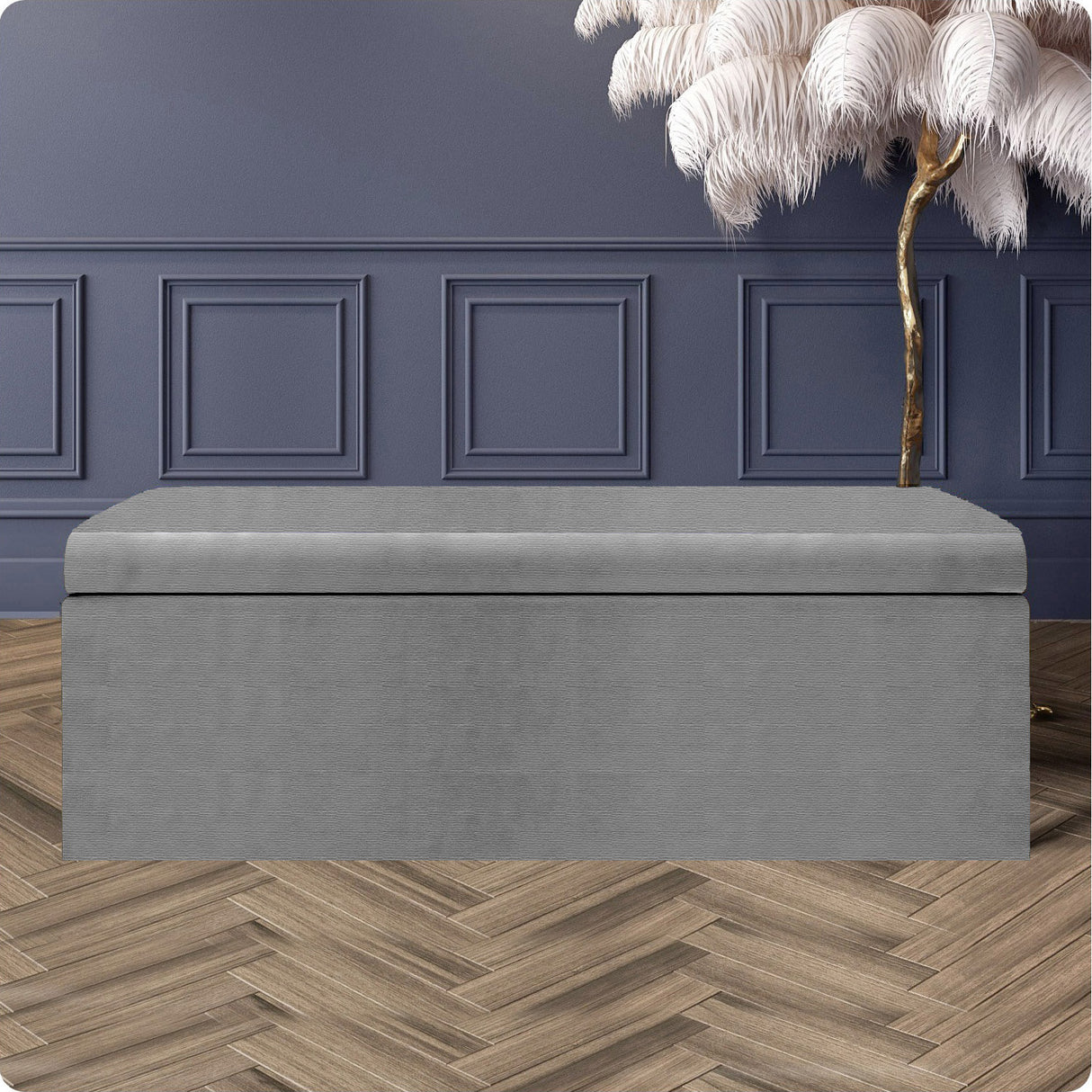 Safar Large Naples Ottoman Storage Box with Plain Lid