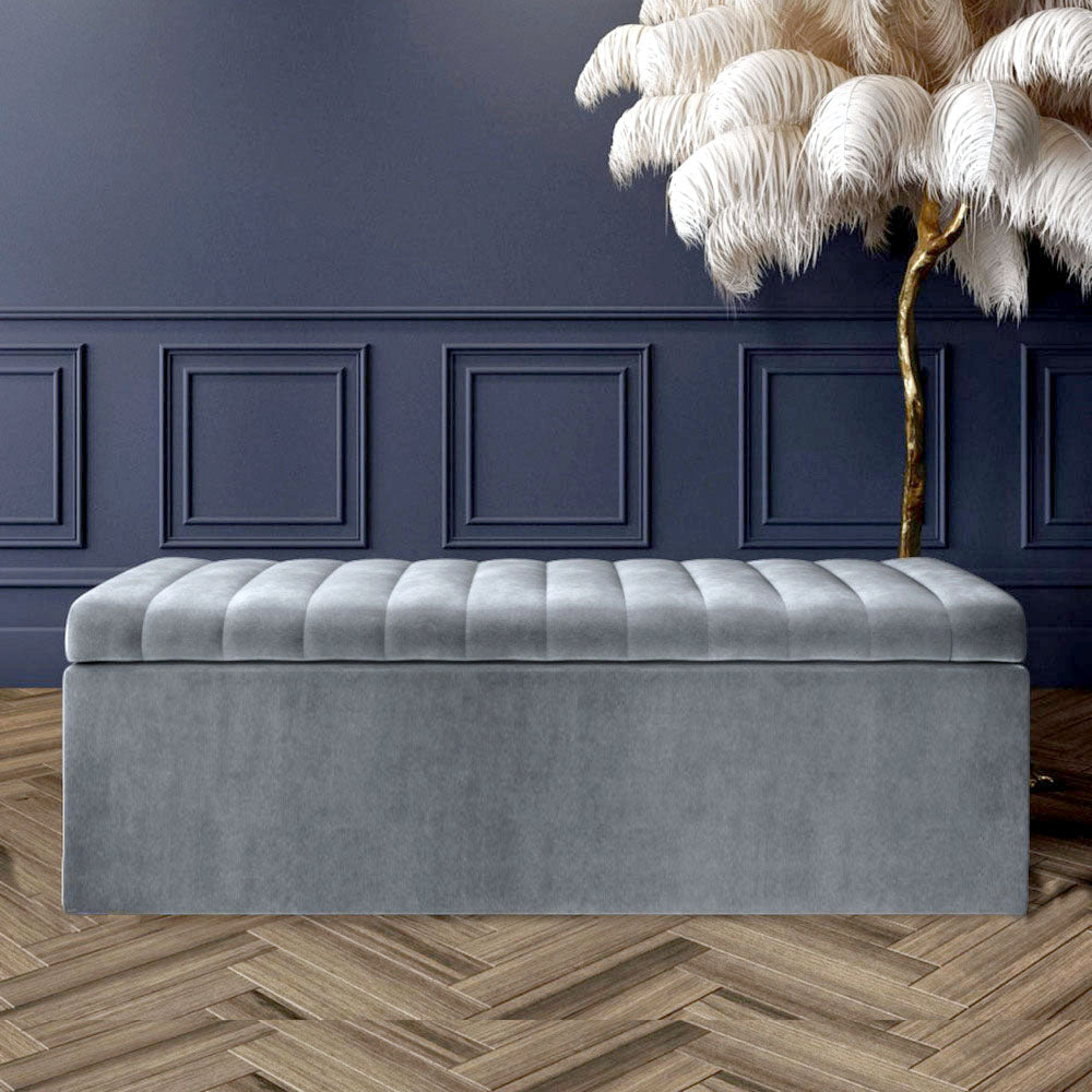 Large Safar Ottoman Storage Box - Plush Velvet Upholstered Blanket Box