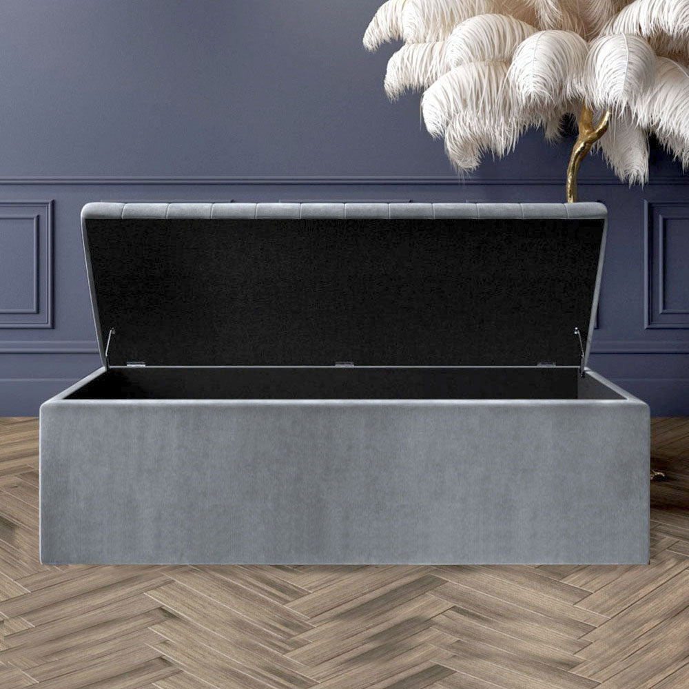 Large Safar Ottoman Storage Box - Plush Velvet Upholstered Blanket Box